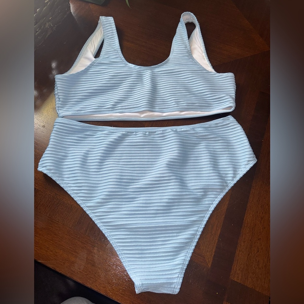 Baby Blue Ribbed Bikini Set - Picture 4 of 9